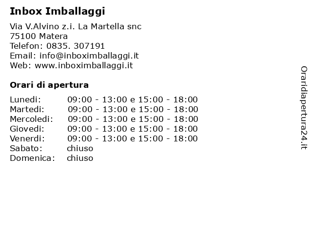 Inbox Matera Imballaggio imballaggi e scatole