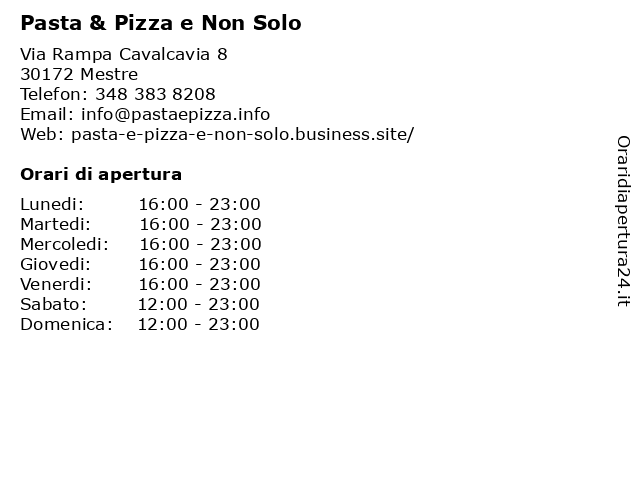 ᐅ Orari di apertura „Pasta & Pizza e Non Solo“ | Via Rampa Cavalcavia