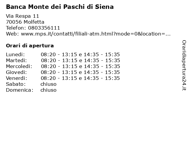 ᐅ Orari di apertura „Monte Dei Paschi Di Siena (Bancomat ...