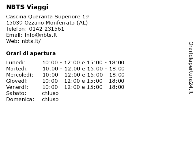 ᐅ Orari Nbts Viaggi Via Amerigo Vespucci 9 Torino