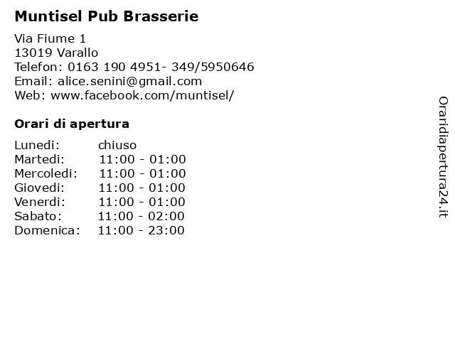 ᐅ orari di apertura muntisel pub brasserie via fiume